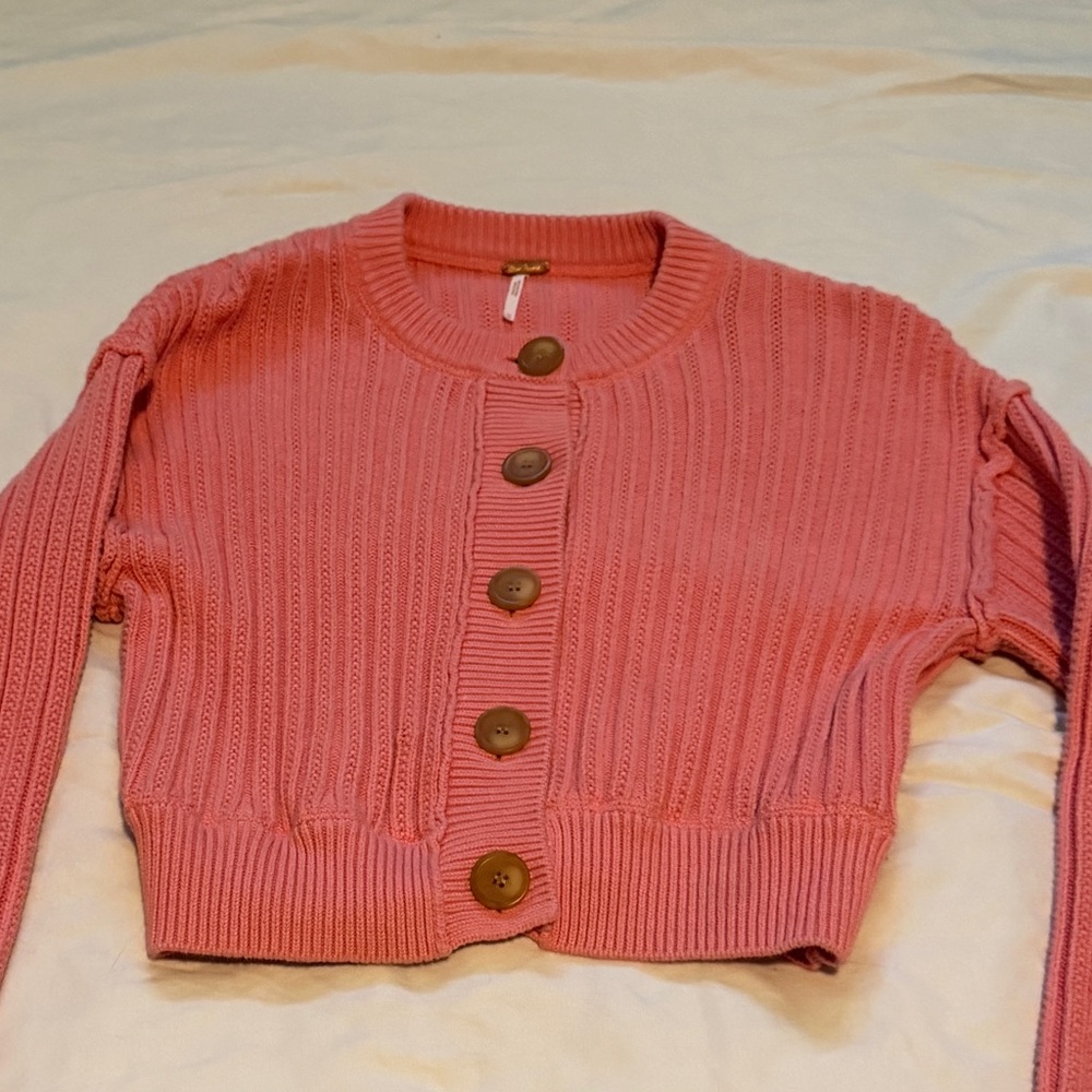 Free people salmon colored cardigan